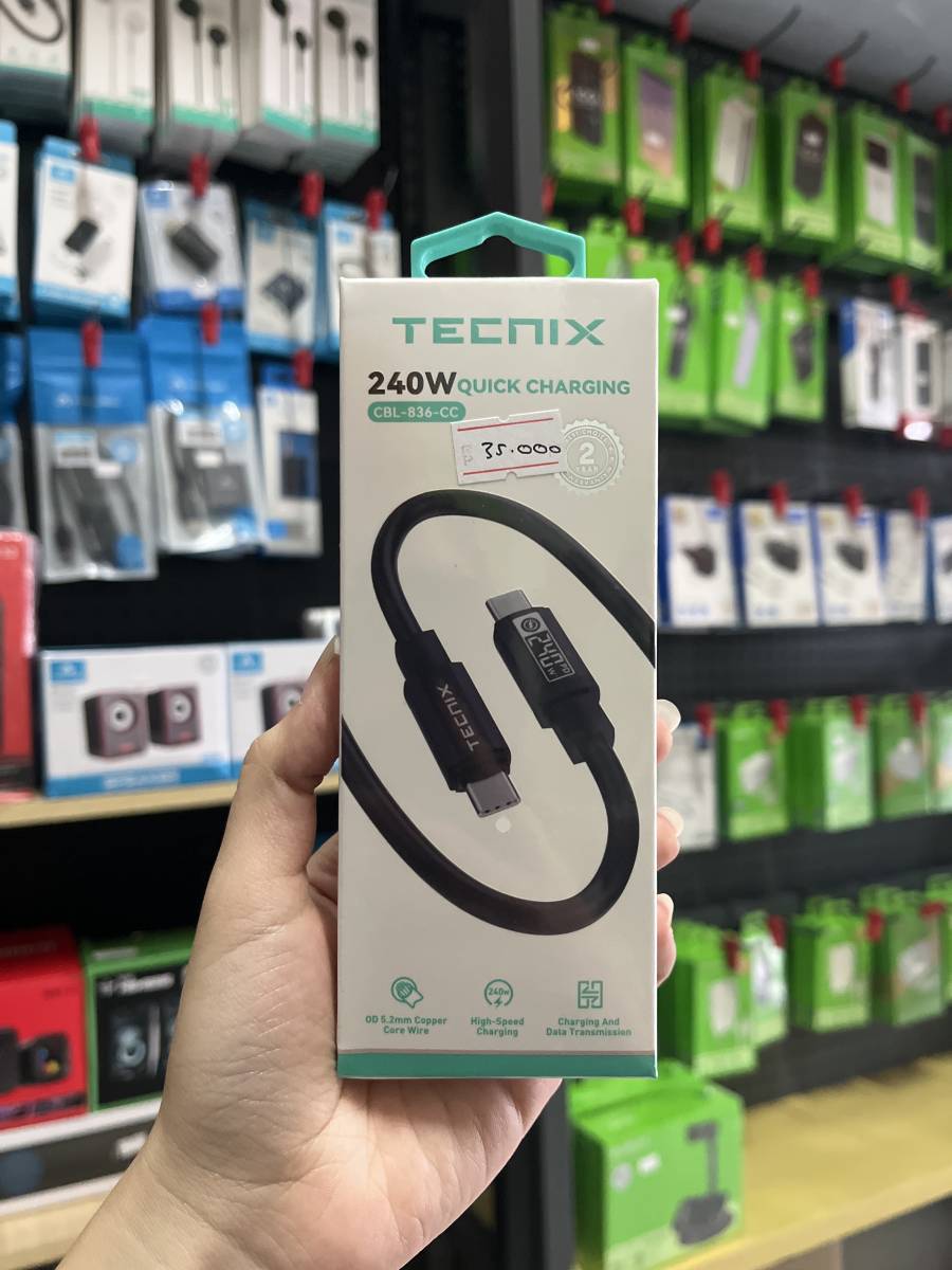 Tecnix CBL-836-CC Kabel Type C to Type C 240W PD 1,5M Black
