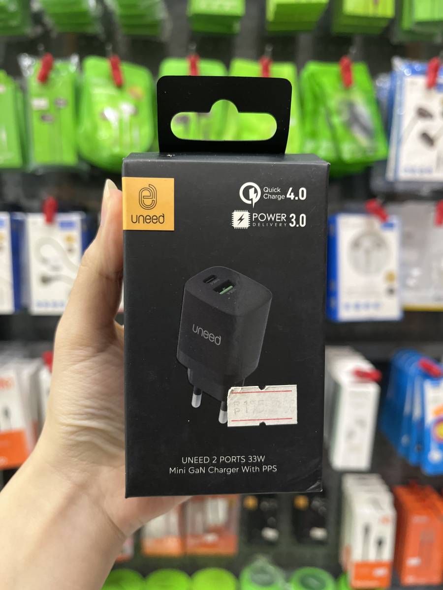 Uneed Mini GaN Charger 2 Port 33W PPS PD QC Apple 2.4 Black - UCH422