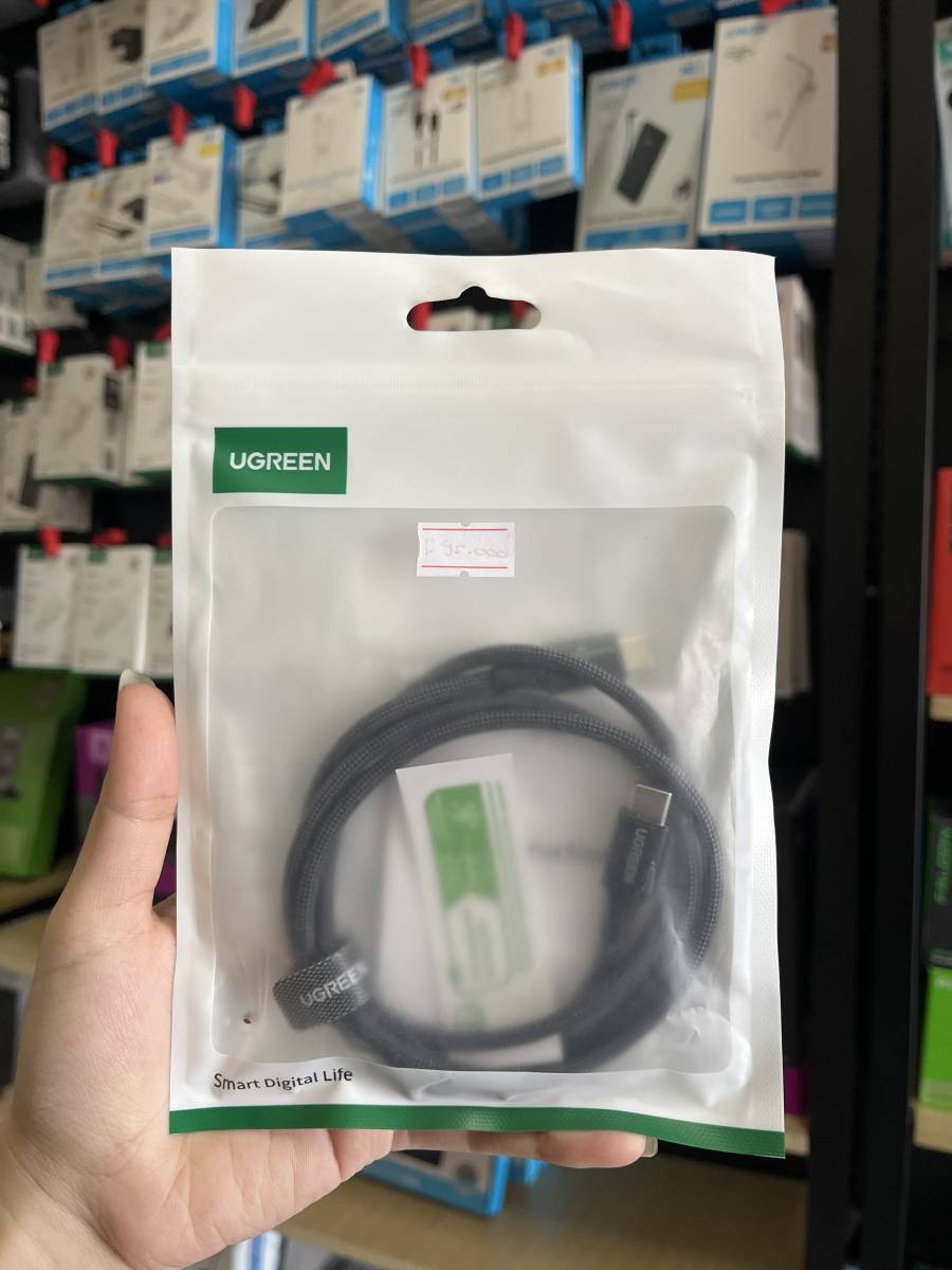 Ugreen 15275 Type C to Type C Cable 100W 5A 1M Silicone Braided Black