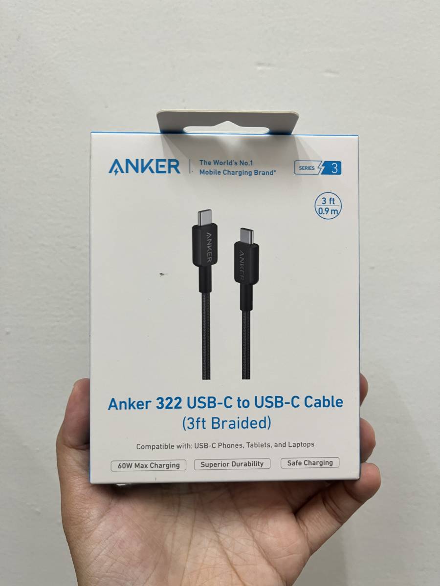 Anker 322 USB C to USB C 60w 3ft Braided Black