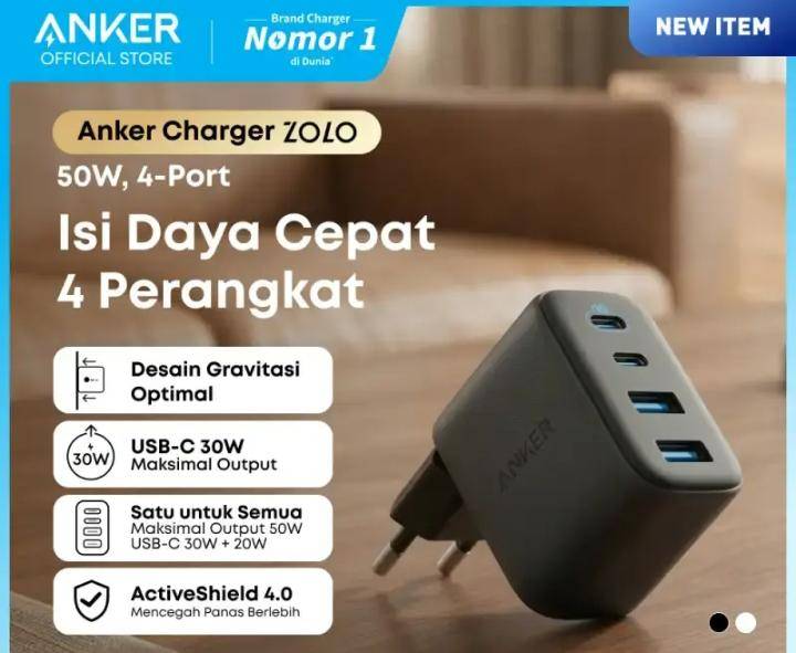 Anker Zolo Charger (50W, 4-Port, PD 3.0) Black