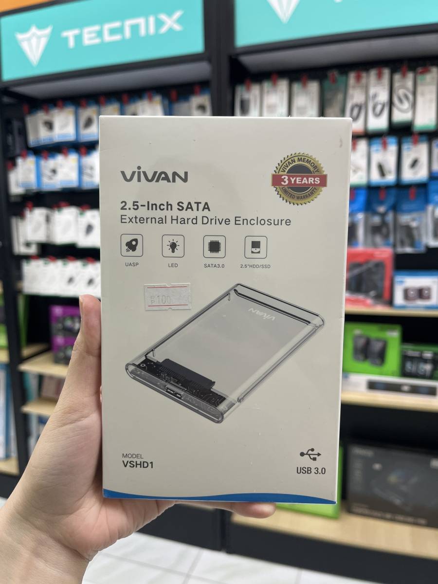 Vivan VSHD1 External Hard Drive Enclosure 2.5 Inch Transparant