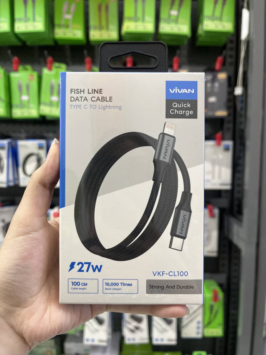 Vivan VKF-CL100 Fish Line Cable Type C To Lightning Black