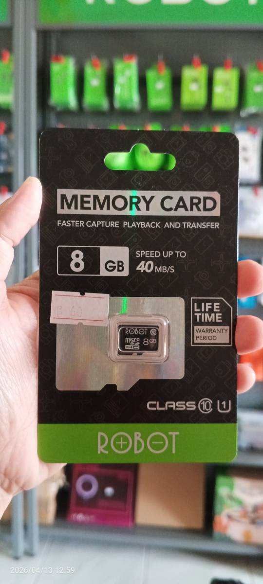 Robot Memory Card 8gb Speed 40mb/s class 10