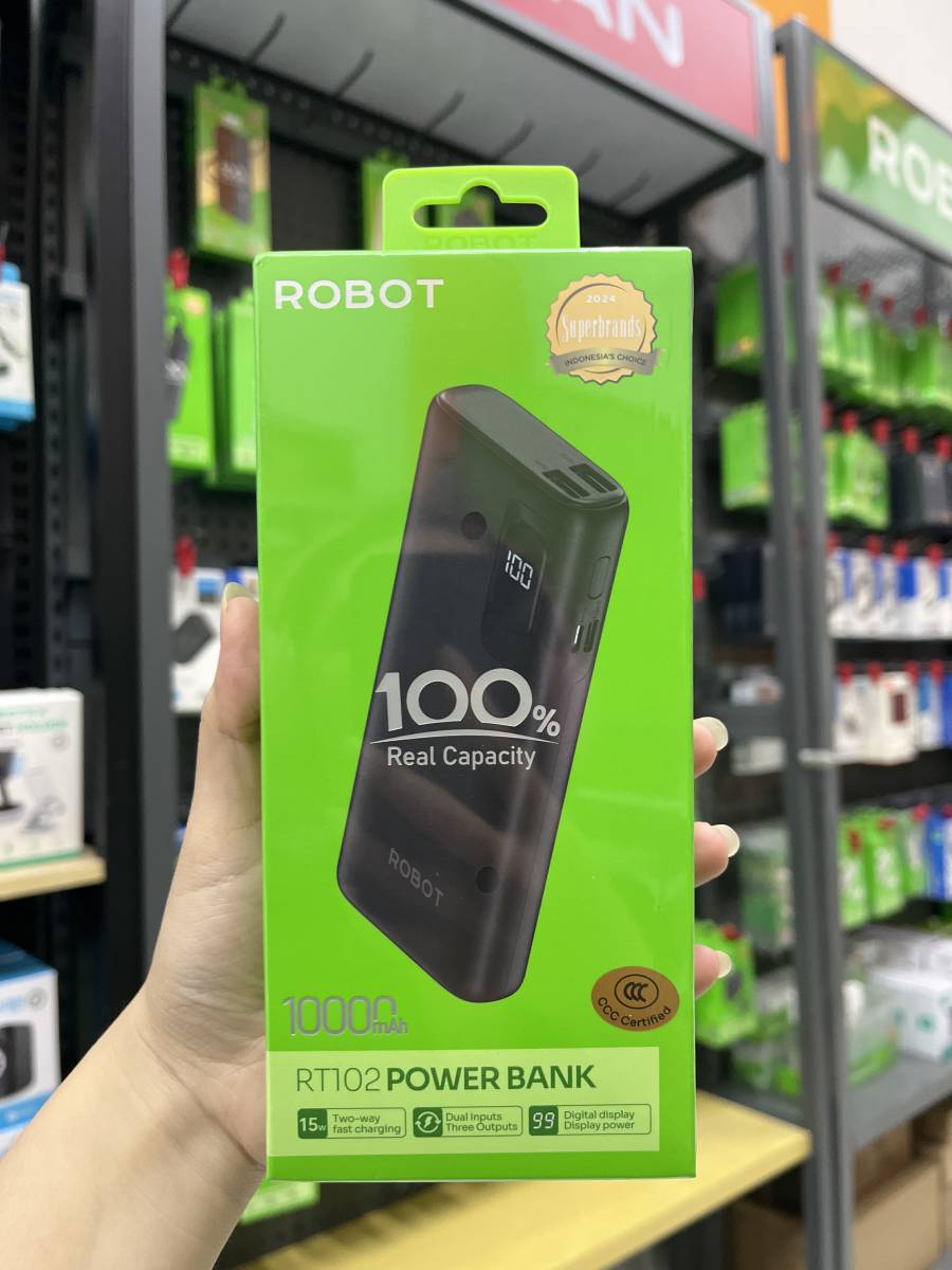 Robot RT102 Powerbank 10000 mAh 15W With Led Indicator Black