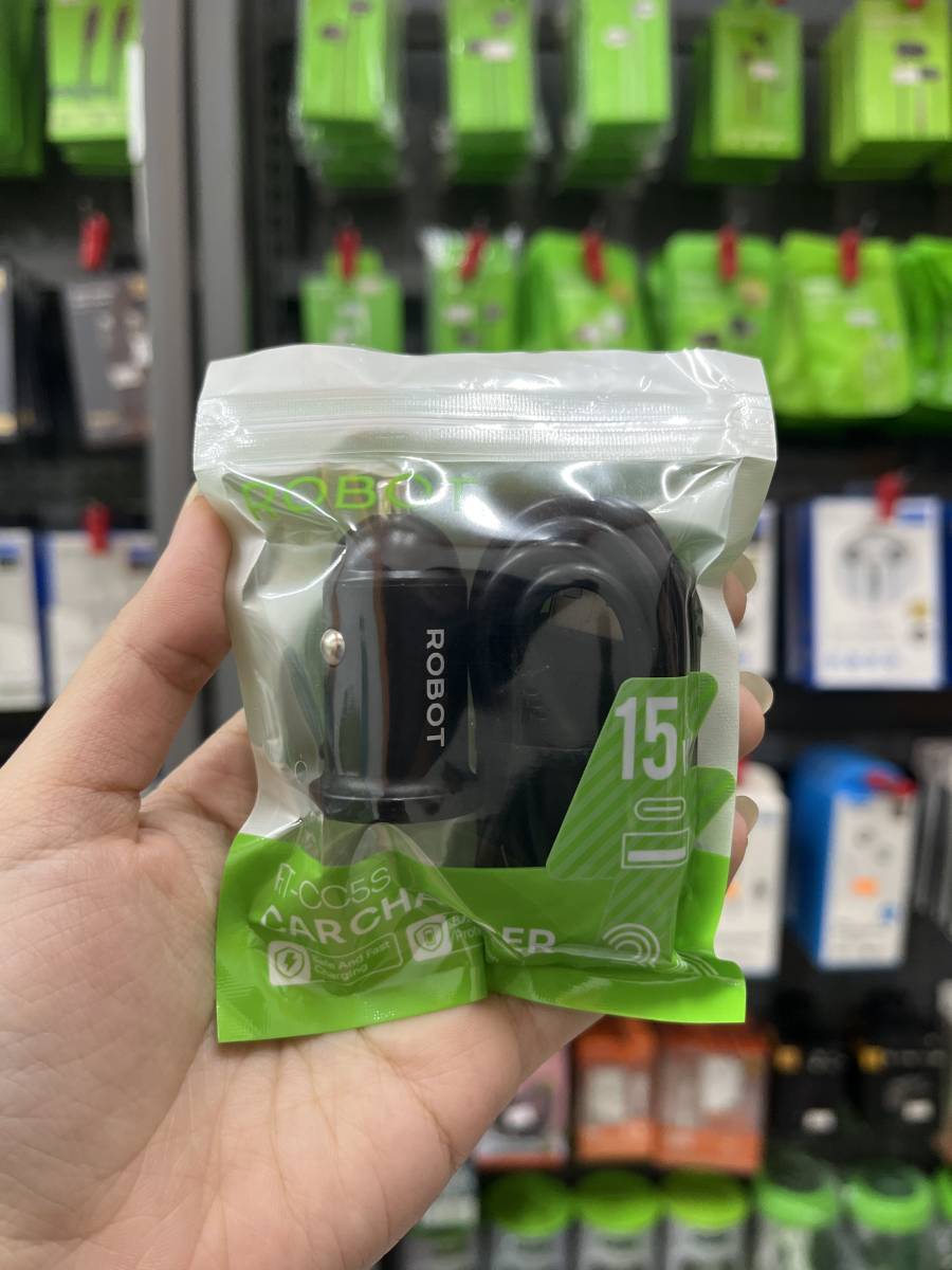 Robot RT-CC5S Car Charger 15W 2 Ports (USB+TYPE C) With Type-C Cable Black