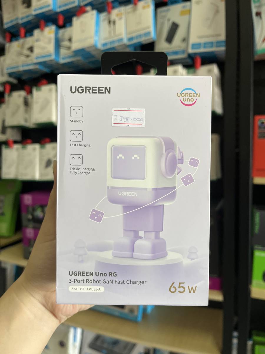 Ugreen Uno 35291 Fast Charger 65W (3-Port Robot GaN) Purple