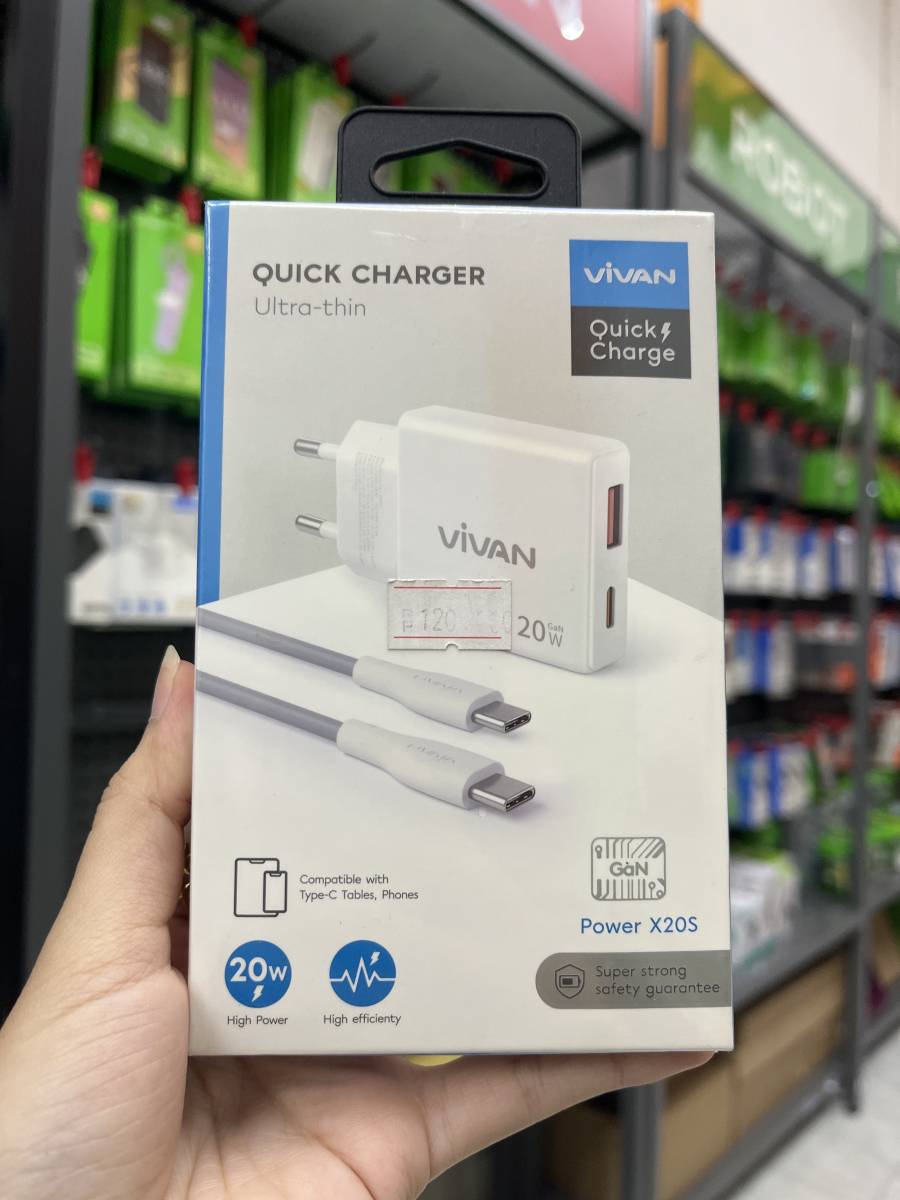 Vivan Power X20S Quick Charger Ultra-thin GaN 20W